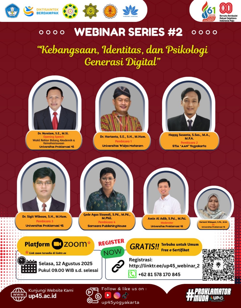 WEBINAR SERIES #2 – Universitas Proklamasi 45 “Kebangsaan, Identitas, dan Psikologi Generasi Digital”